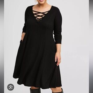 Torrid Black Lace-Up Dress size 4x